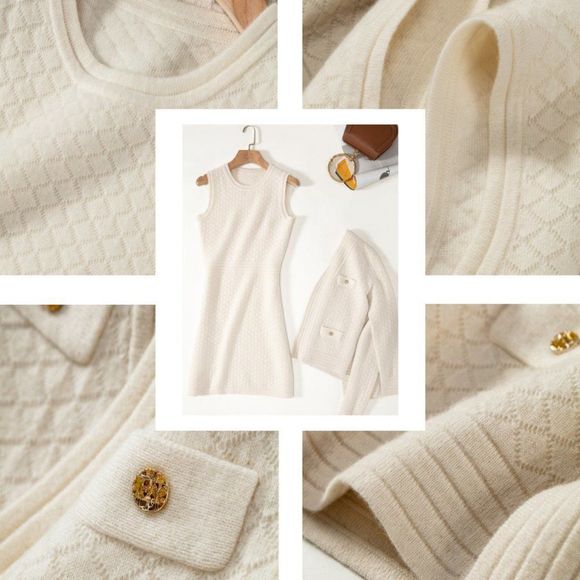 Knit Jacquard Jacket Dress | Office Sweater Dress - Picture 5 of 9